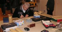 Bill Bassant using Bert's pyrography kit